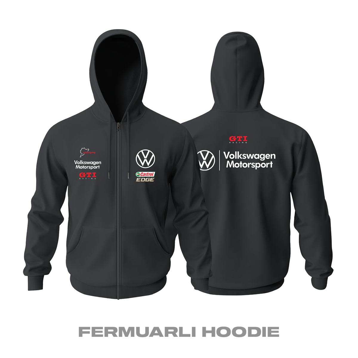 Volkswagen: GTI Black Edition 2023 Fermuarlı Kapüşonlu Hoodie