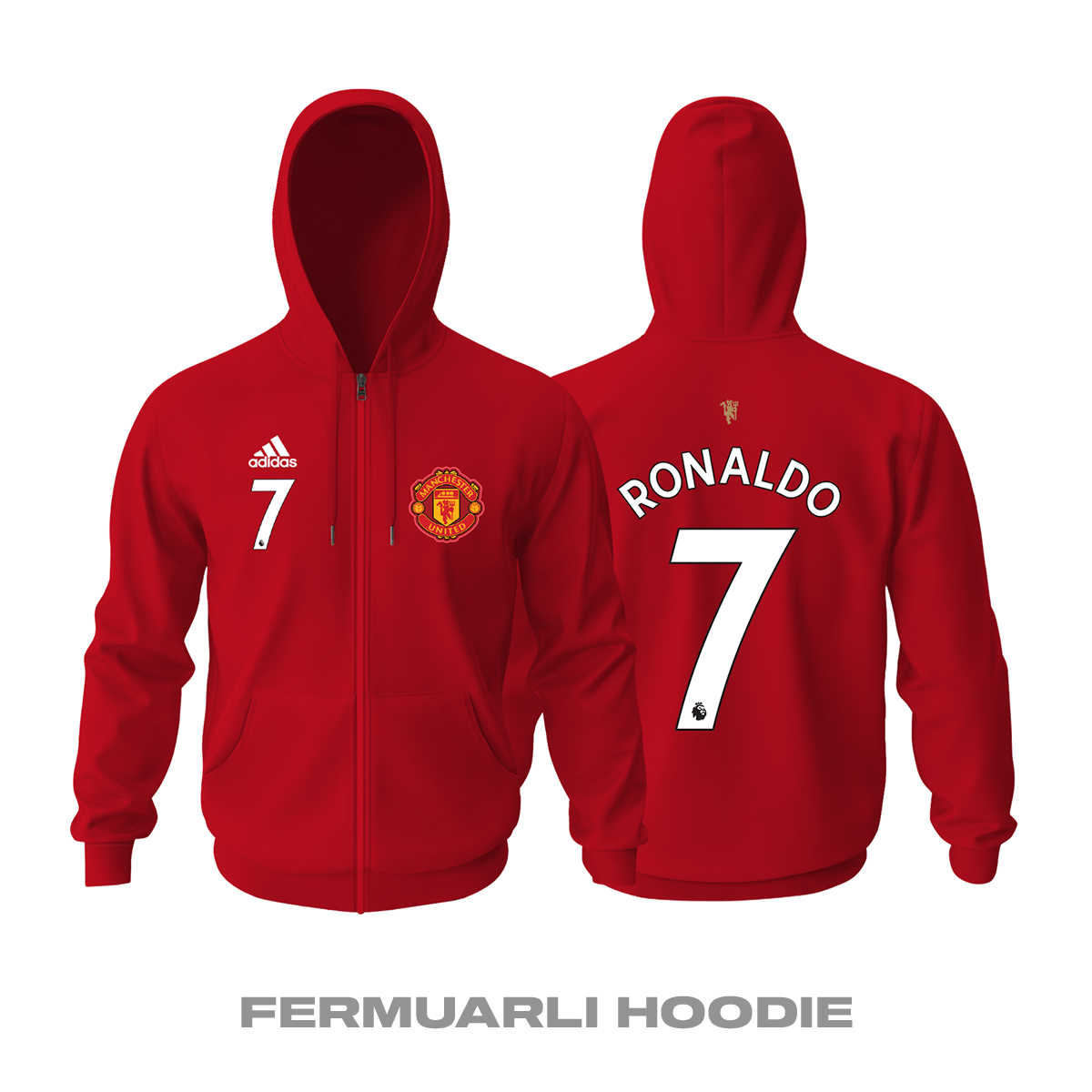 Manchester United: Home PL Edition 2021/2022 Fermuarlı Kapüşonlu Hoodie 3XL