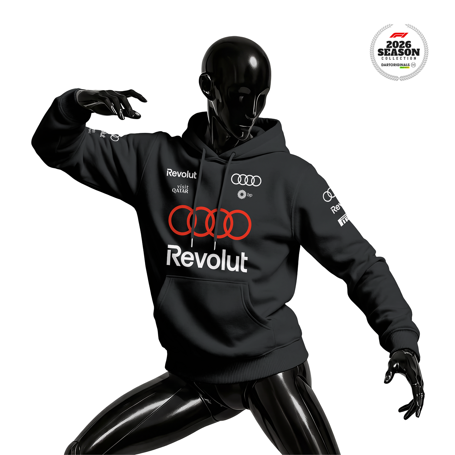 Audi Revolut F1 Team: R26 - Merch Edition Black 2026 Kapüşonlu Hoodie