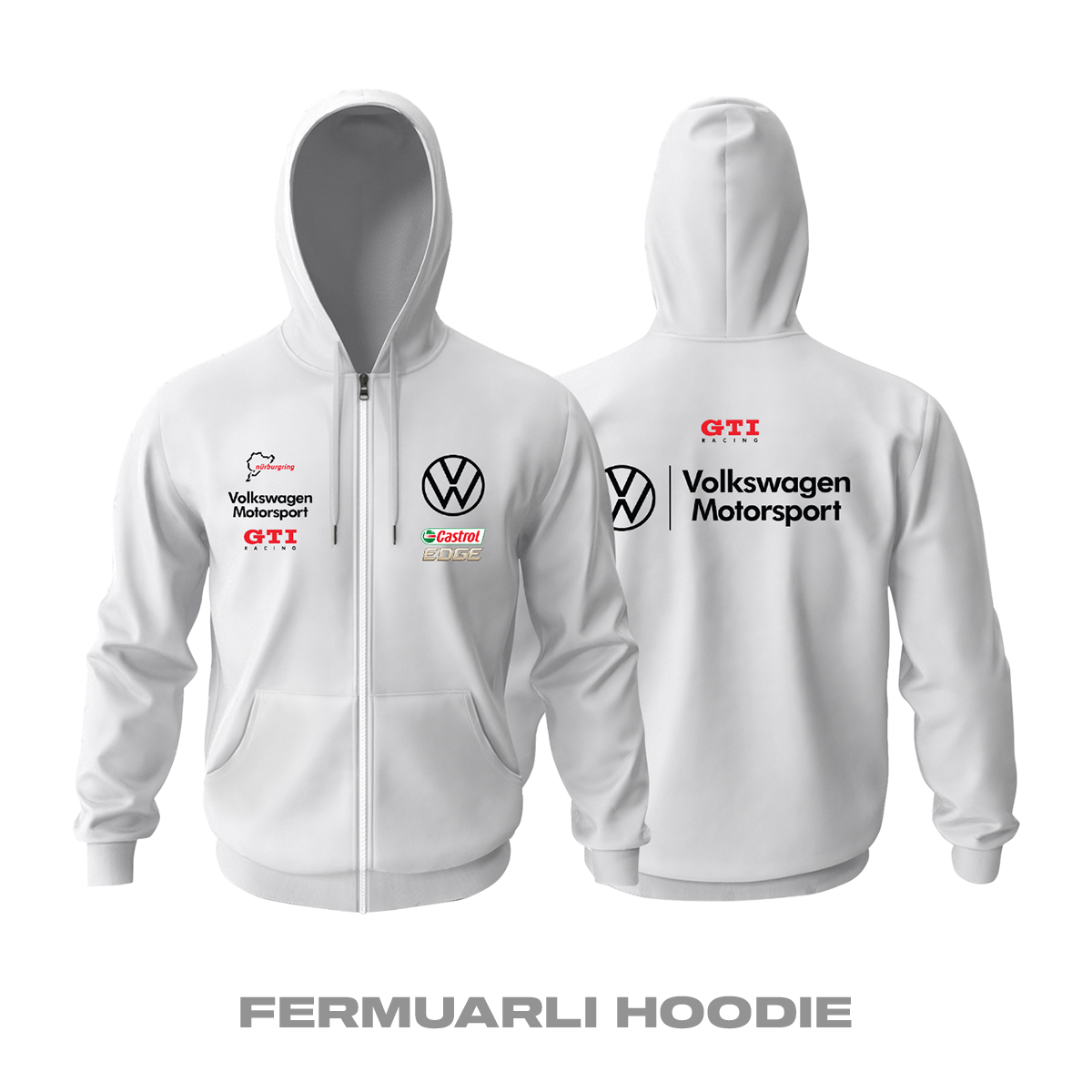 Volkswagen: GTI White Edition 2023 Fermuarlı Kapüşonlu Hoodie