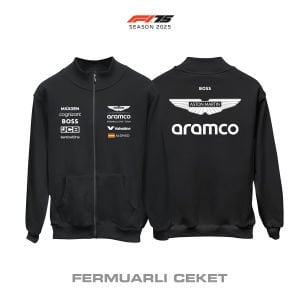 Aston Martin F1 Team: AMR25 Black Edition 2025 Fermuarlı Ceket