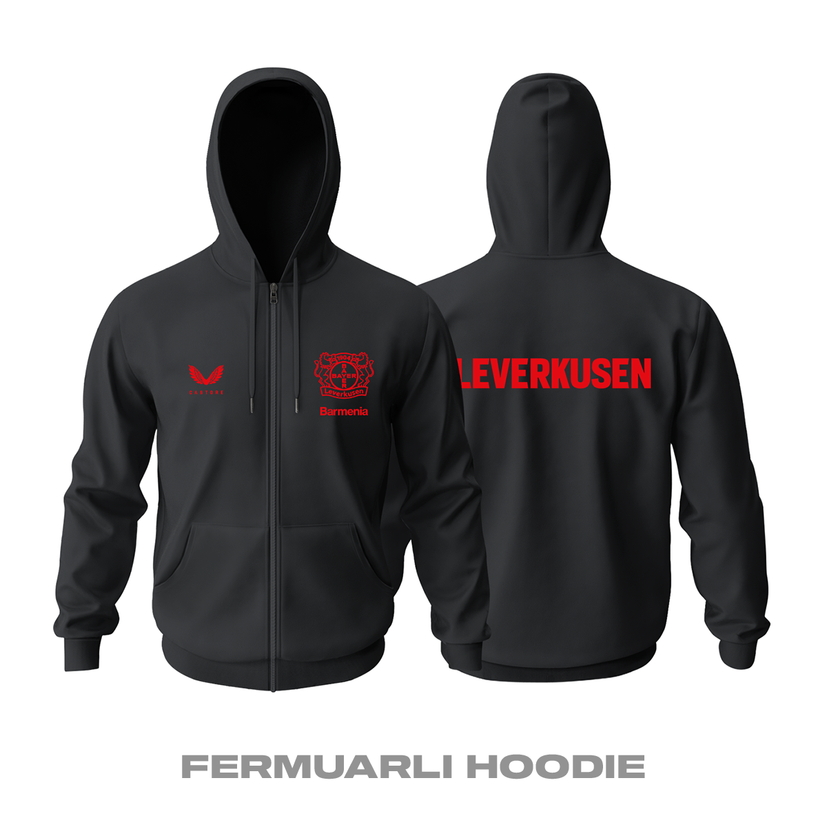 Leverkusen: Club Culture Series - Black Edition Fermuarlı Hoodie