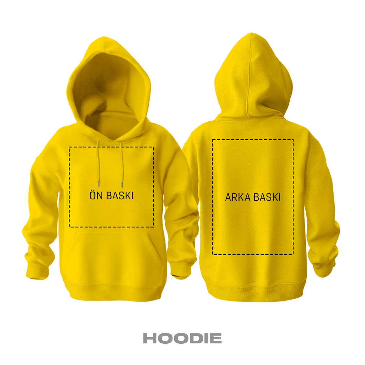 Kişisel Baskı - Sarı Kapüşonlu Hoodie