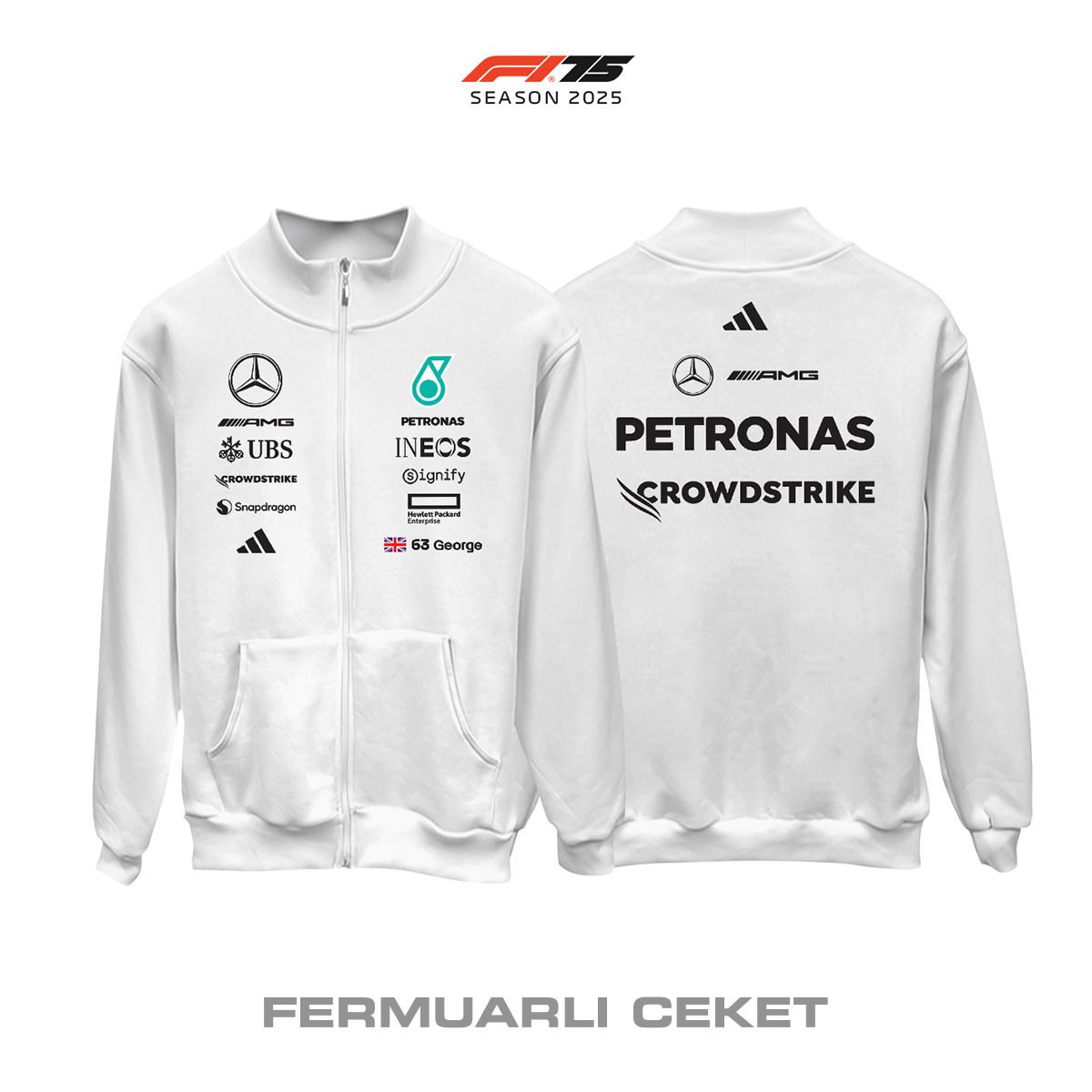 AMG Petronas F1 Team: W16 White Edition 2025 Fermuarlı Ceket