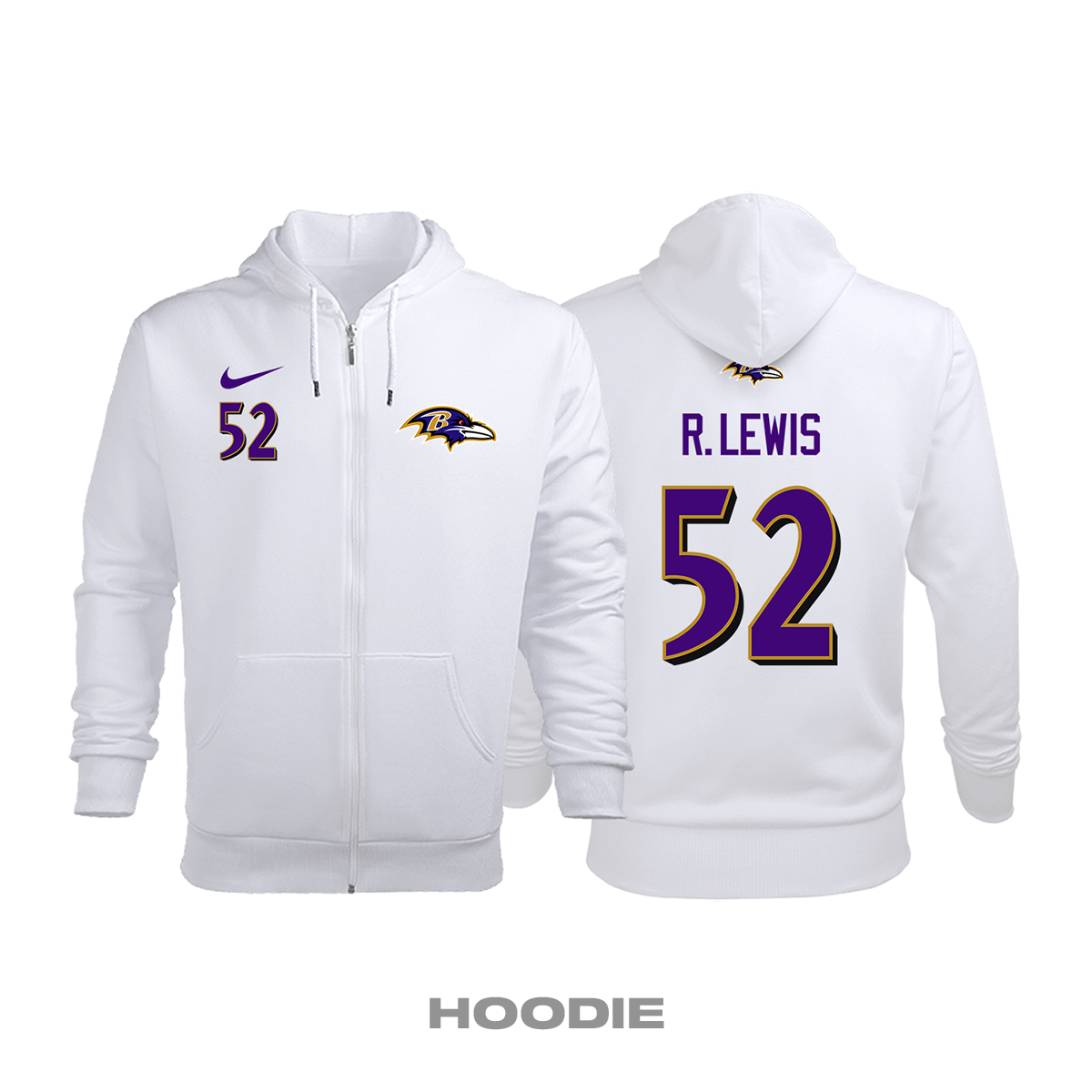 Baltimore Ravens: Road Edition 2020/2021 Fermuarlı Kapüşonlu Hoodie L