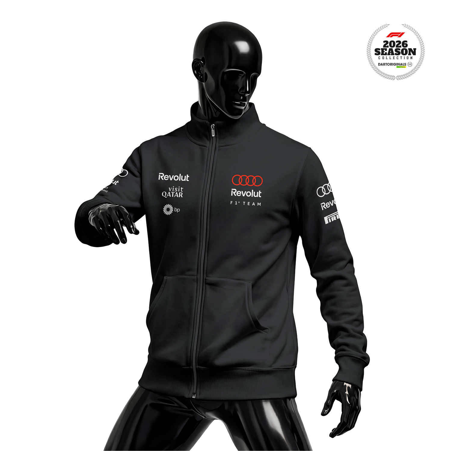 Audi Revolut F1 Team: R26 - Merch Edition Black 2026 Fermuarlı Ceket