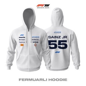 Williams F1 Team: FW47 White Crew Edition 2025 Fermuarlı Hoodie