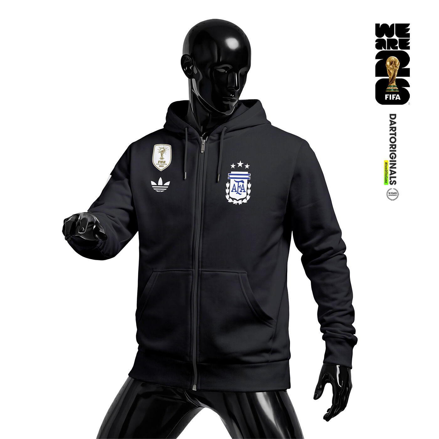 Argentina: Black Edition - FIFA World Cup™ 2026 Fermuarlı Kapüşonlu Hoodie