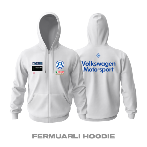 Volkswagen: Rallycross White Edition 2023 Fermuarlı Kapüşonlu Hoodie