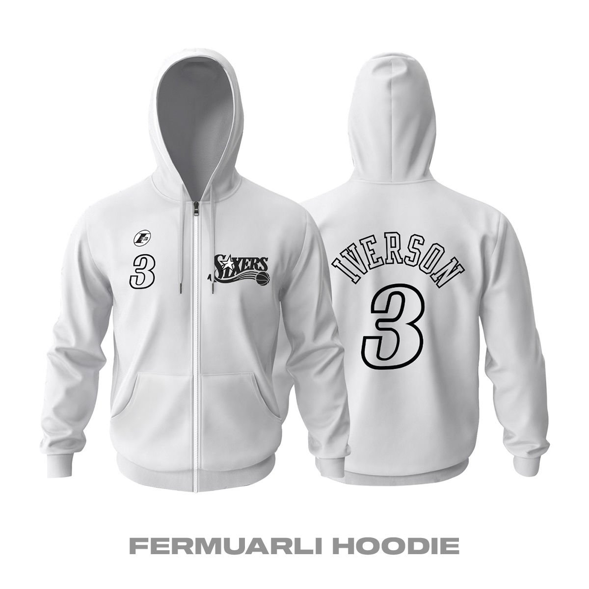 Philadelphia 76ers: Roundball Classic - White Fermuarlı Hoodie