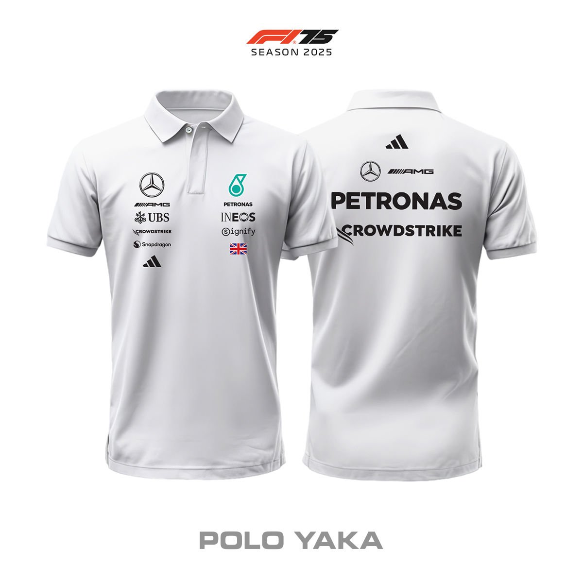 AMG Petronas F1 Team: W16 White Edition 2025 Polo Yaka