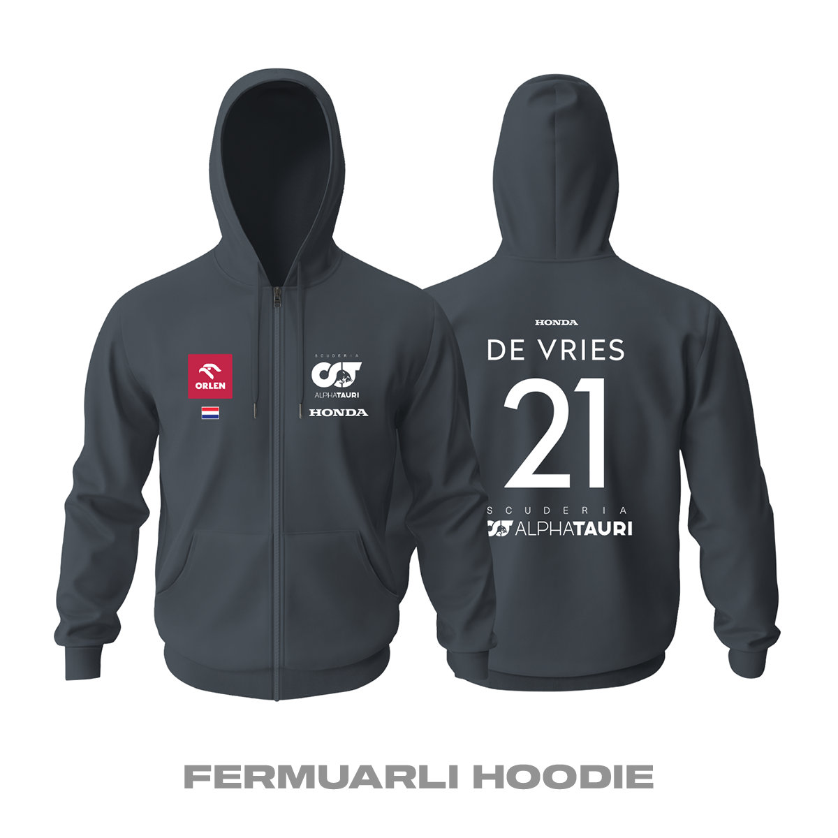 Scuderia AlphaTauri: Smoke Crew Edition 2023 Fermuarlı Kapüşonlu Hoodie