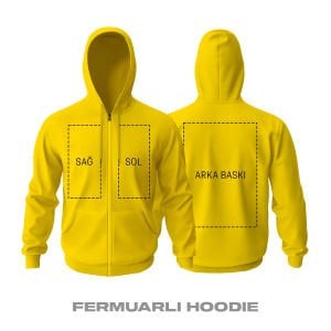Kişisel Baskı - Sarı Fermuarlı Hoodie