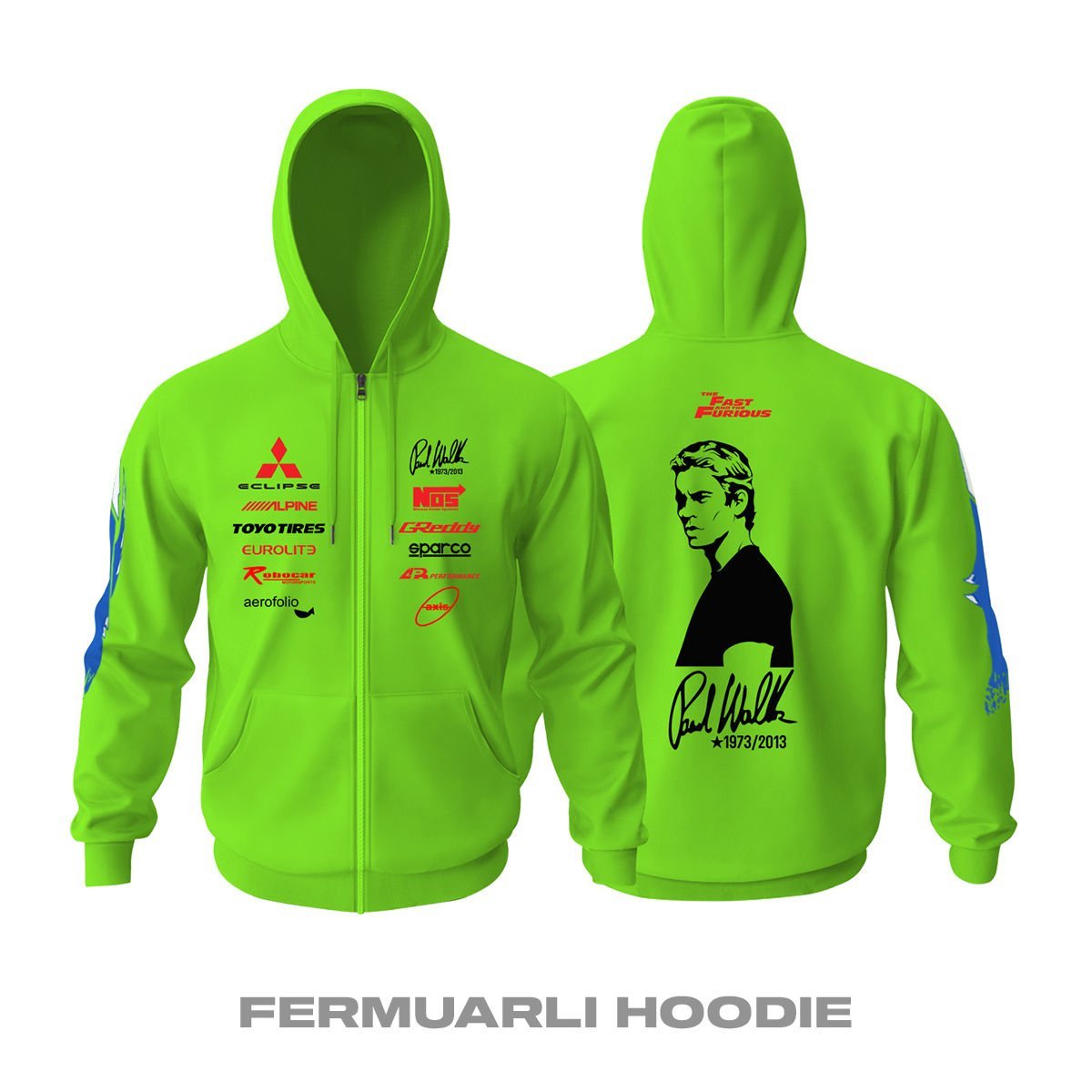 Paul Walker: Mitsubishi Eclipse Fermuarlı Kapüşonlu Hoodie