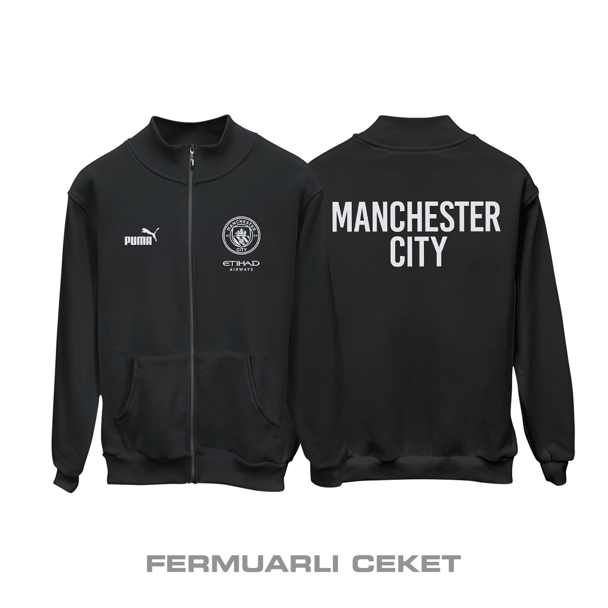Manchester City: Club Culture Series - Black Edition Fermuarlı Ceket