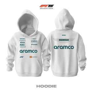 Aston Martin F1 Team: AMR25 White Edition 2025 Kapüşonlu Hoodie