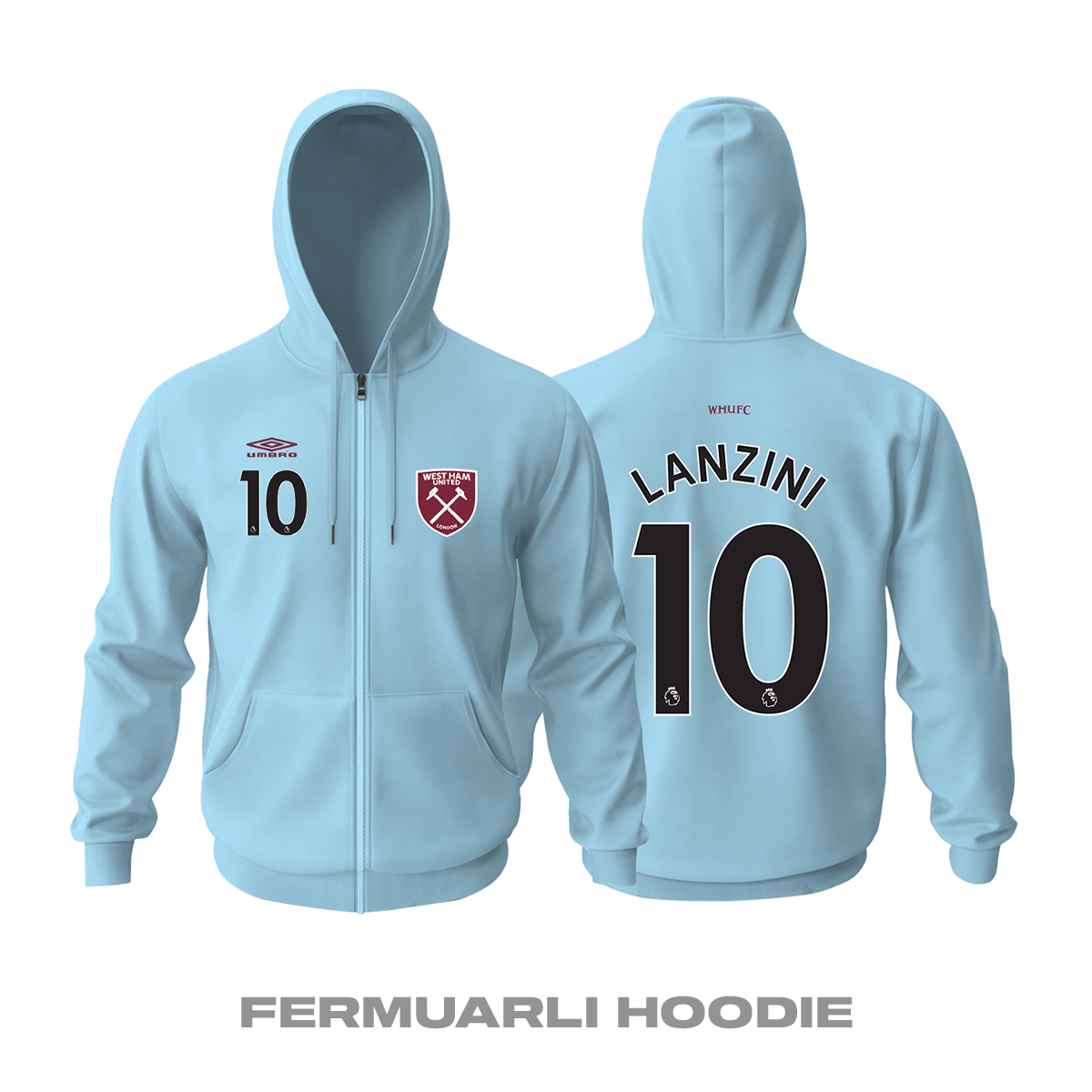 West Ham United: Away Edition 2021/2022 Fermuarlı Kapüşonlu Hoodie M