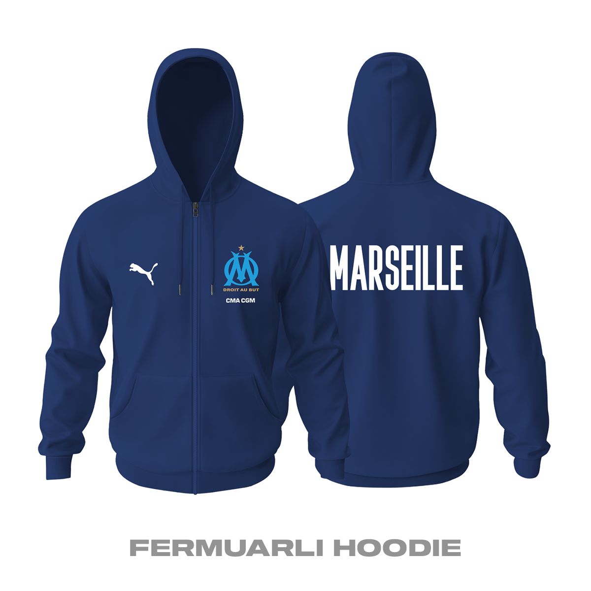 Marseille: Club Culture Series - Navy Edition Fermuarlı Hoodie