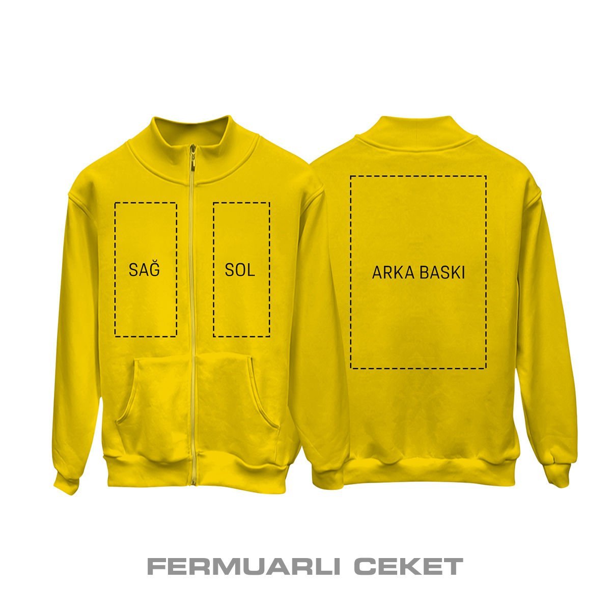Kişisel Baskı - Sarı Fermuarlı Ceket