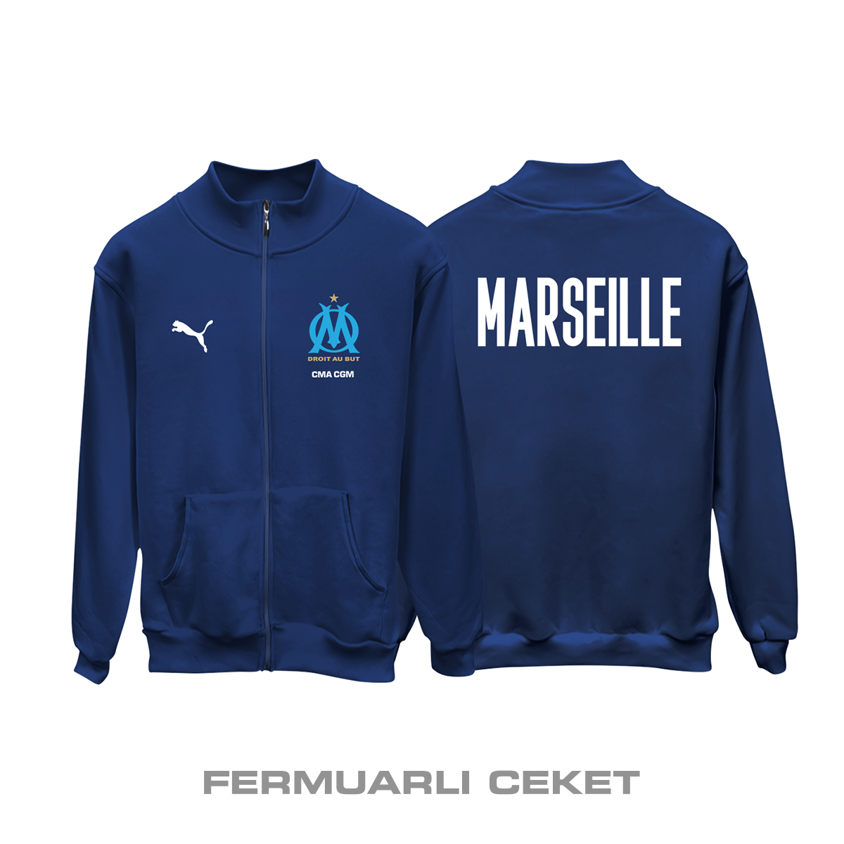 Marseille: Club Culture Series - Navy Edition Fermuarlı Ceket