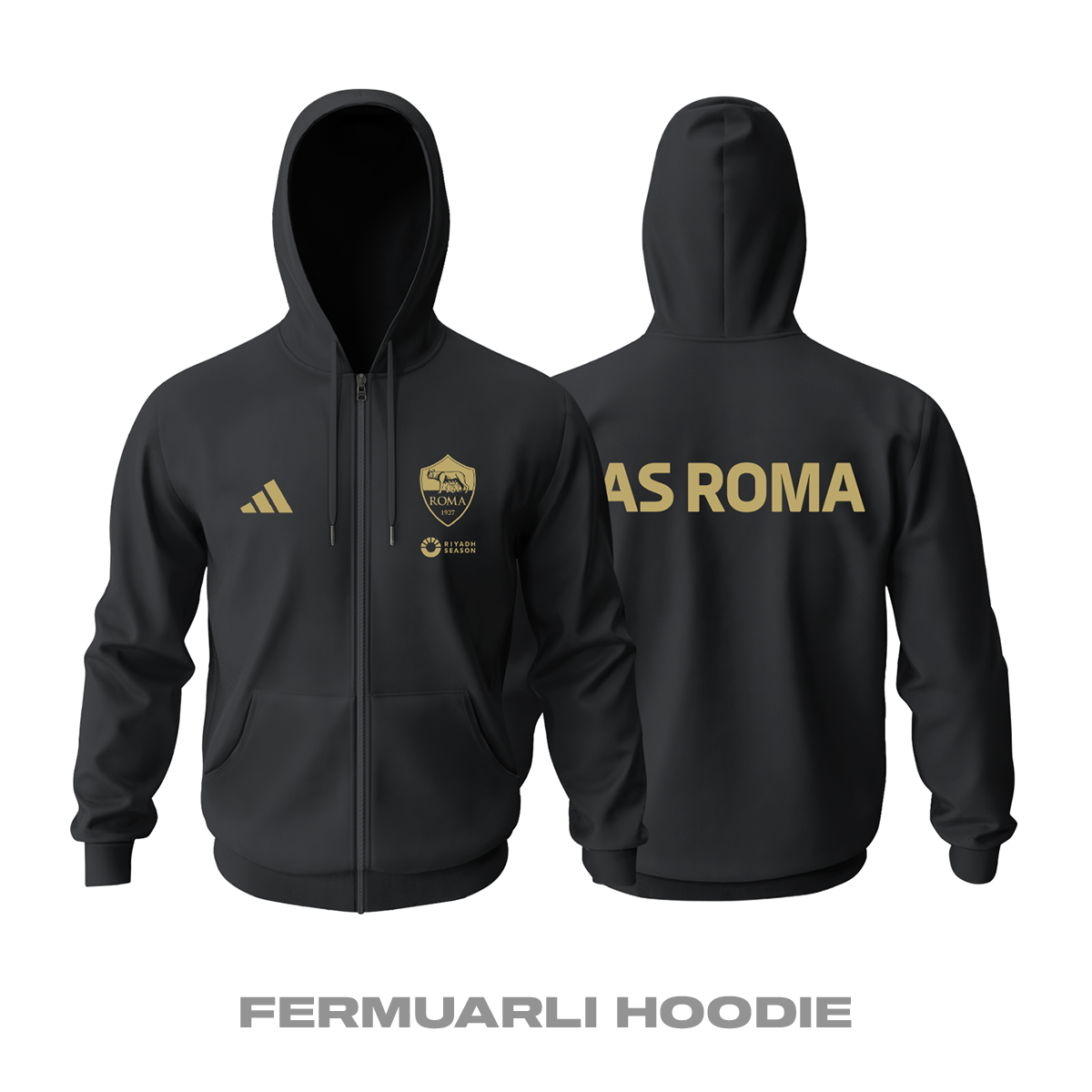 AS Roma: Club Culture Series - Black Edition Fermuarlı Hoodie