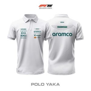 Aston Martin F1 Team: AMR25 White Edition 2025 Polo Yaka