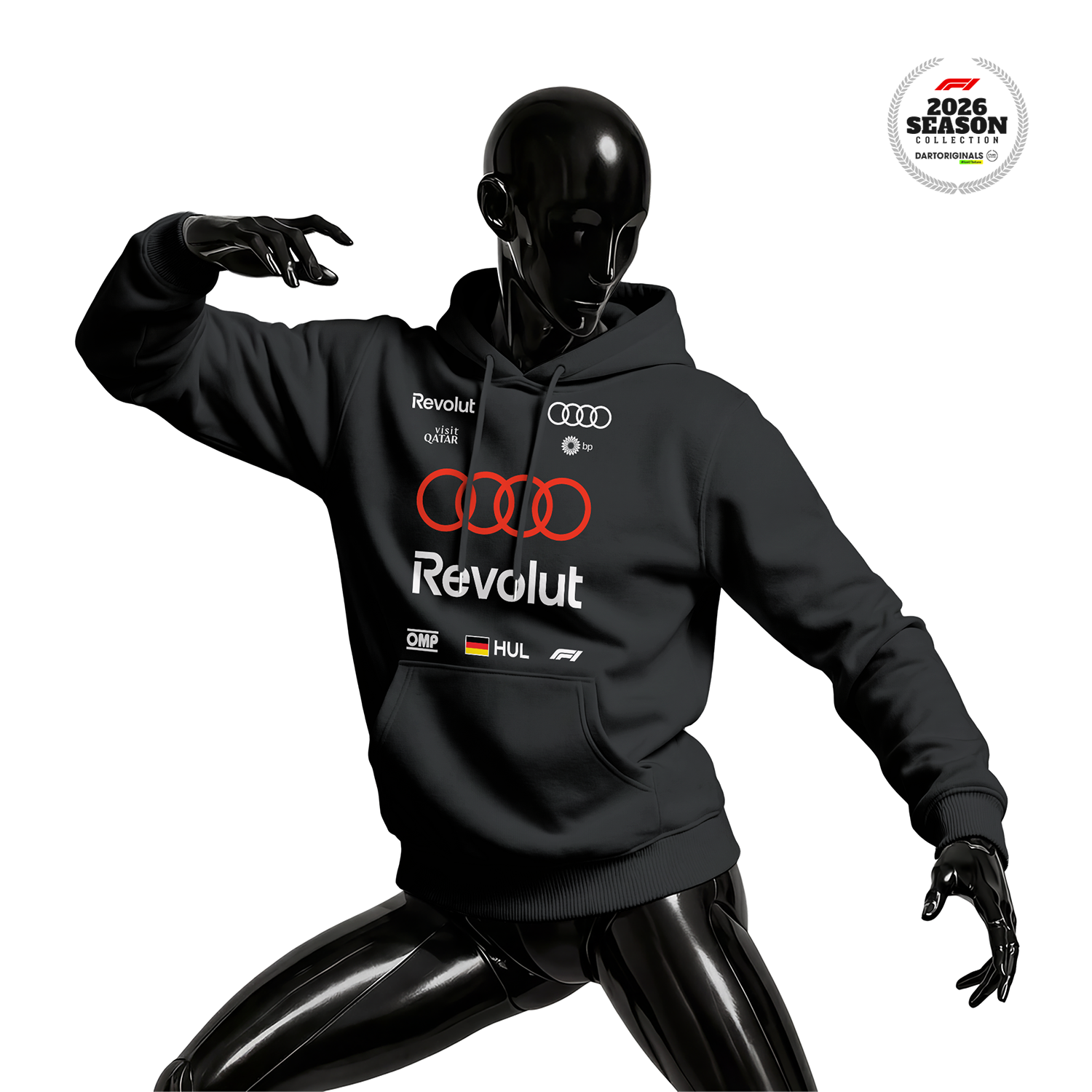 Audi Revolut F1 Team: R26 - Black Edition 2026 Kapüşonlu Hoodie