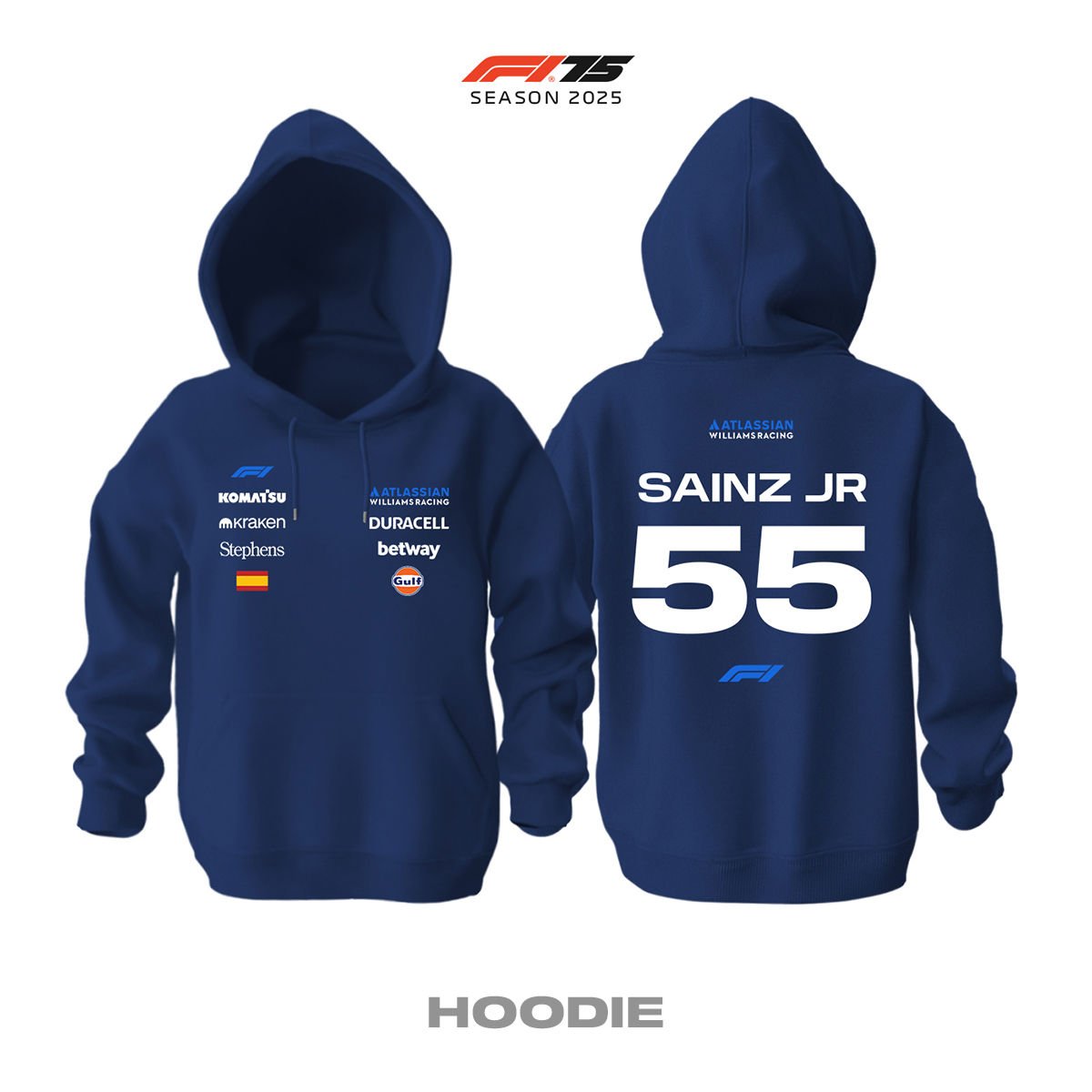 Williams F1 Team: FW47 Navy Crew Edition 2025 Kapüşonlu Hoodie