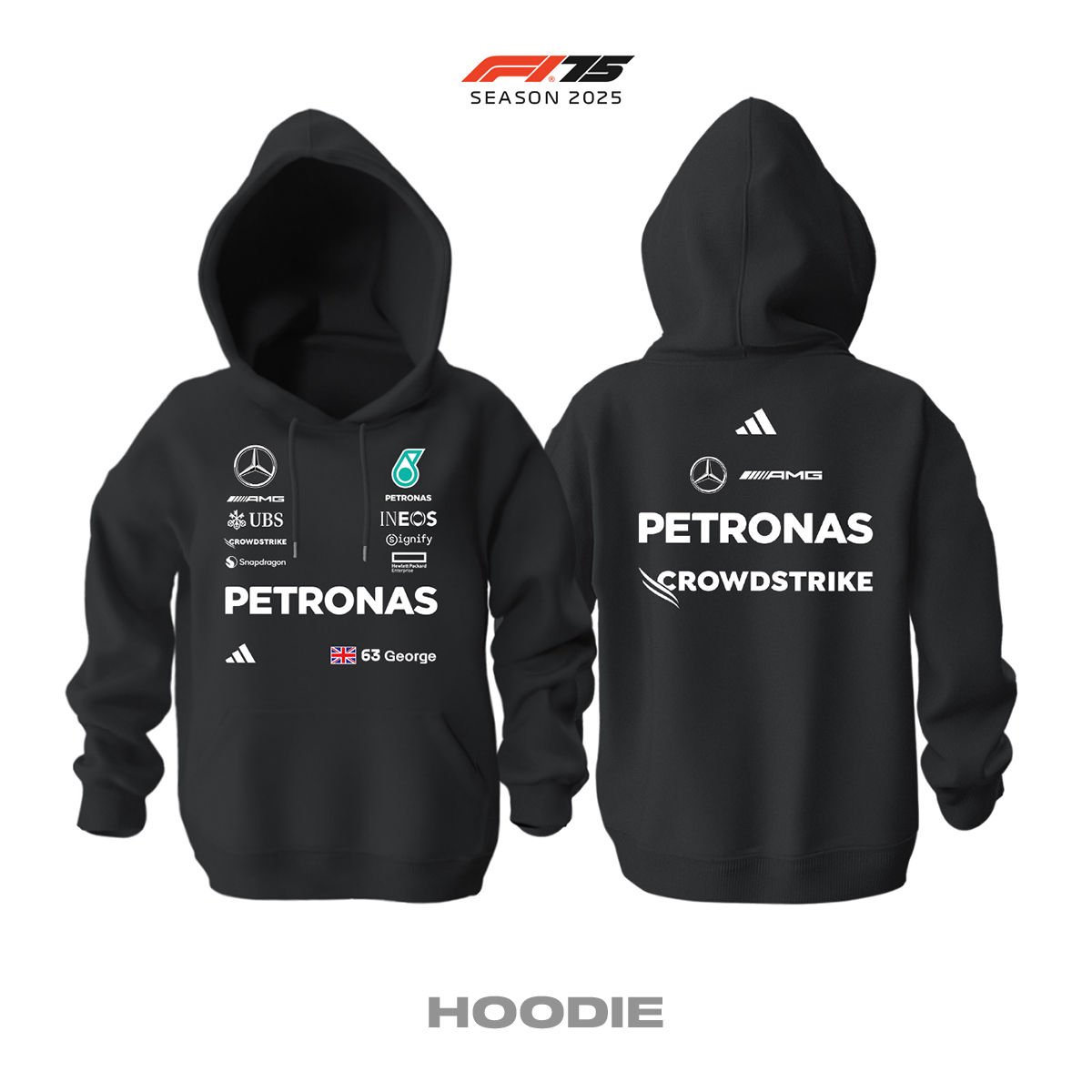 AMG Petronas F1 Team: W16 Black Edition 2025 Kapüşonlu Hoodie
