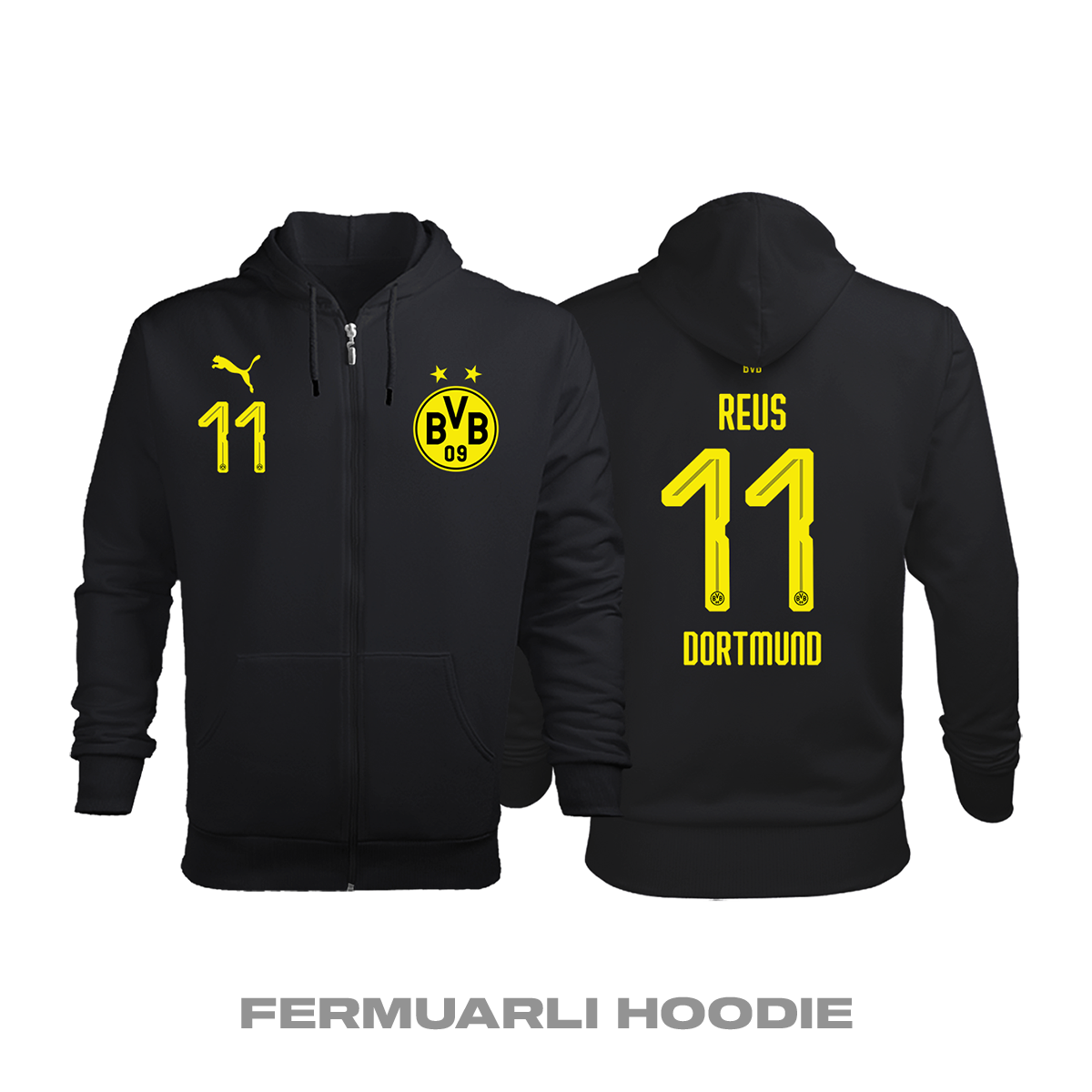 Borussia Dortmund: Away Edition 2018/2019 Fermuarlı Kapüşonlu Hoodie 2XL