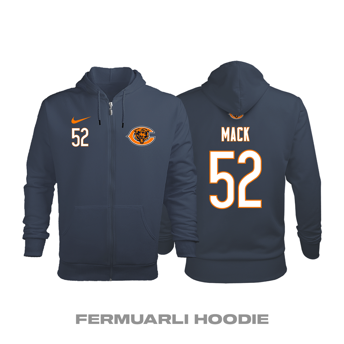 Chicago Bears: Home Edition 2020/2021 Fermuarlı Kapüşonlu Hoodie 4XL