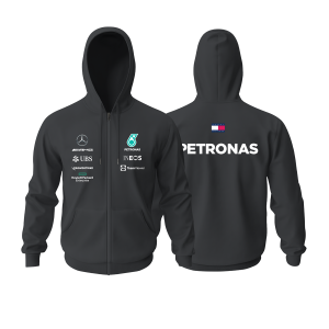 AMG Petronas F1 Team: Black Crew Edition Fermuarlı Kapüşonlu Hoodie S