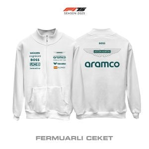 Aston Martin F1 Team: AMR25 White Edition 2025 Fermuarlı Ceket