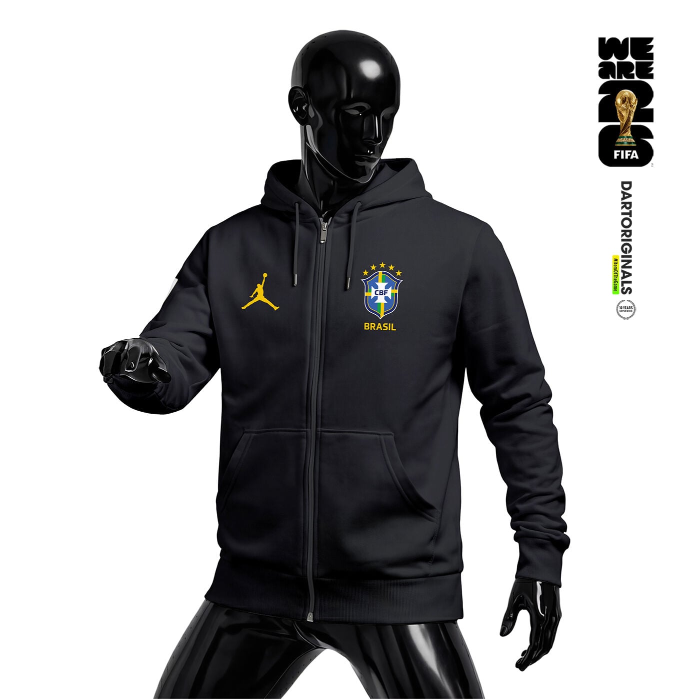 Brazil: Black Edition - FIFA World Cup™ 2026 Fermuarlı Kapüşonlu Hoodie