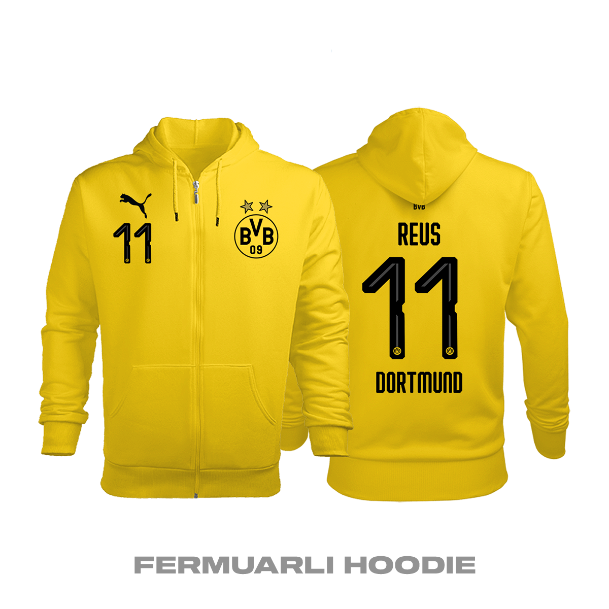 Borussia Dortmund: Home Edition 2018/2019 Fermuarlı Kapüşonlu Hoodie 2XL