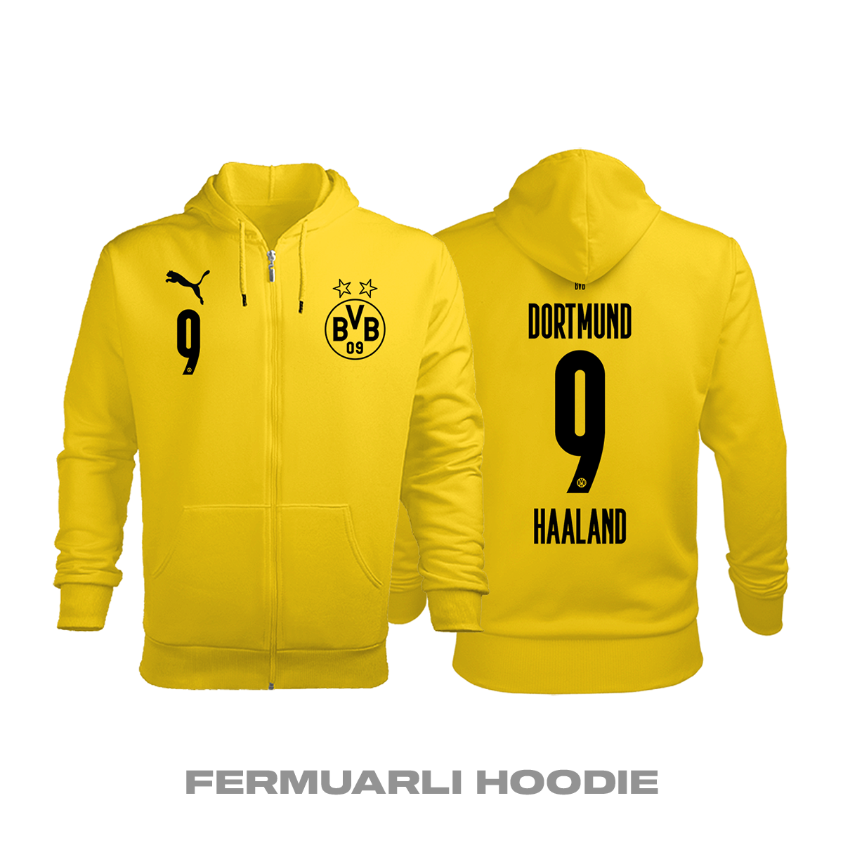 Borussia Dortmund: Home Edition 2020/2021 Fermuarlı Kapüşonlu Hoodie L