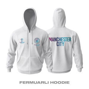 Manchester City: Club Culture Series - White Edition Fermuarlı Hoodie