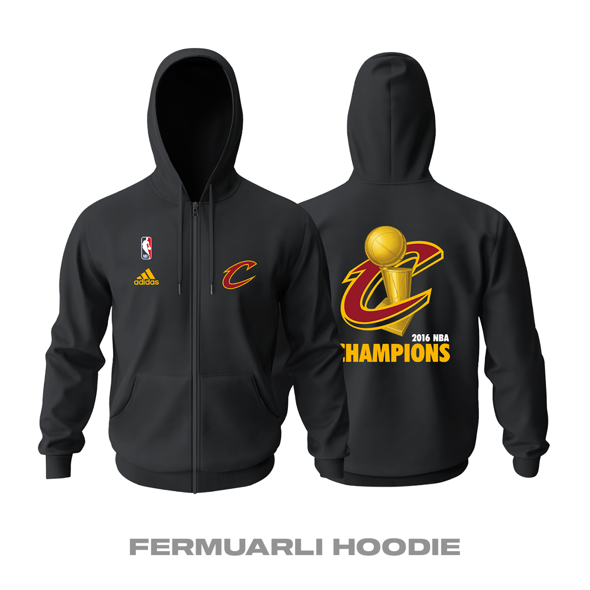 CAVS: 2016 NBA Champions Ceremony Fermuarlı Kapüşonlu Hoodie