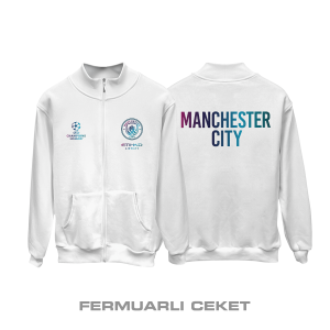 Manchester City: Club Culture Series - White Edition Fermuarlı Ceket
