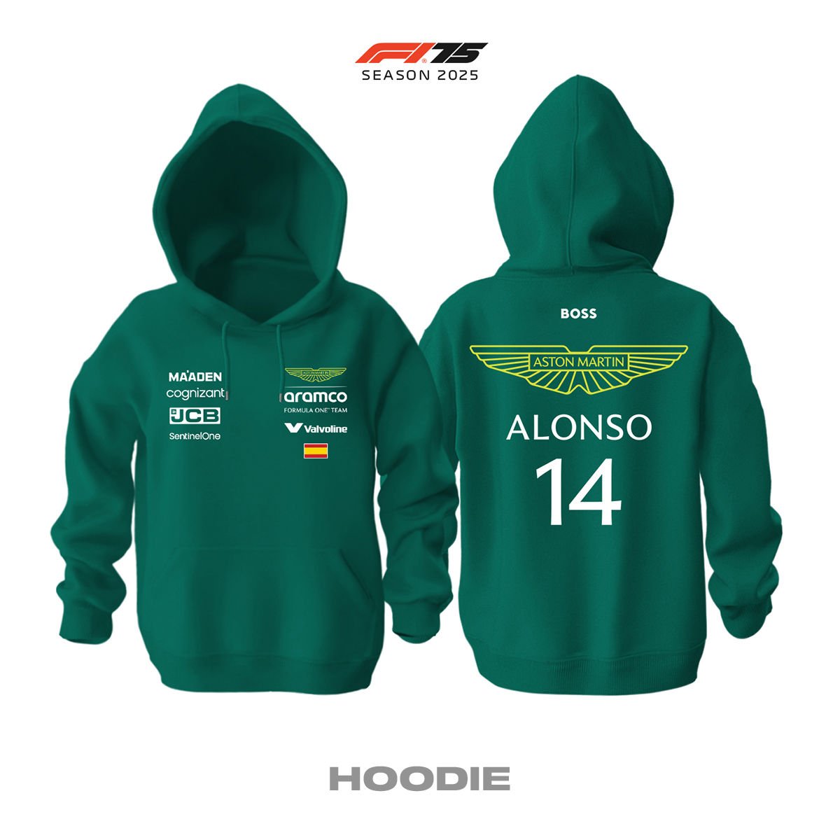 Aston Martin F1 Team: AMR25 Green Crew Edition 2025 Kapüşonlu Hoodie
