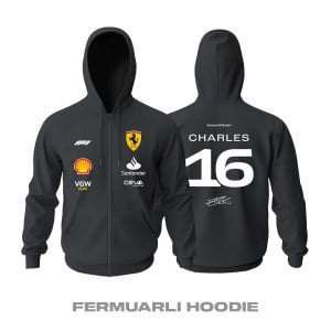 Scuderia Ferrari: Black Crew Edition 2023 Fermuarlı Kapüşonlu Hoodie