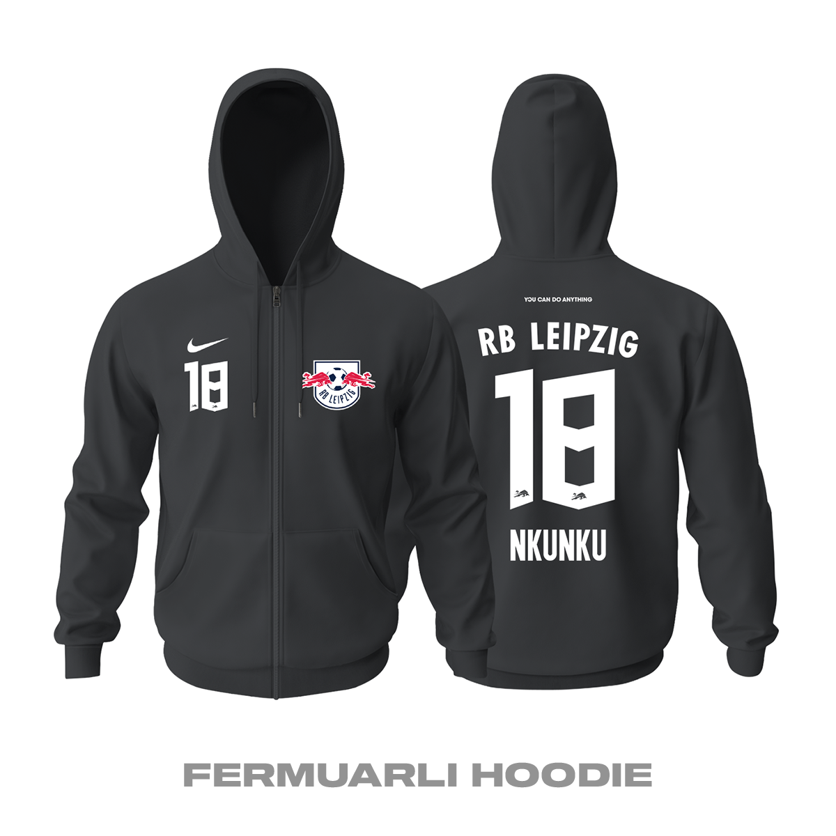 RB Leipzig: Away Edition 2021/2022 Fermuarlı Kapüşonlu Hoodie L