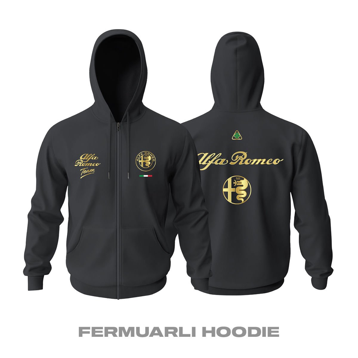 Team Alfa Romeo: Gold Edition 2025 Fermuarlı Kapüşonlu Hoodie