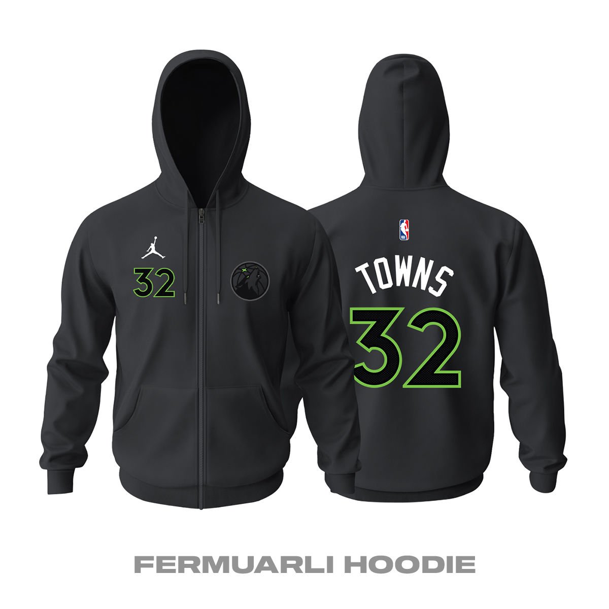 Minnesota Timberwolves: Statement Edition 2022/2023 Fermuarlı Kapüşonlu Hoodie