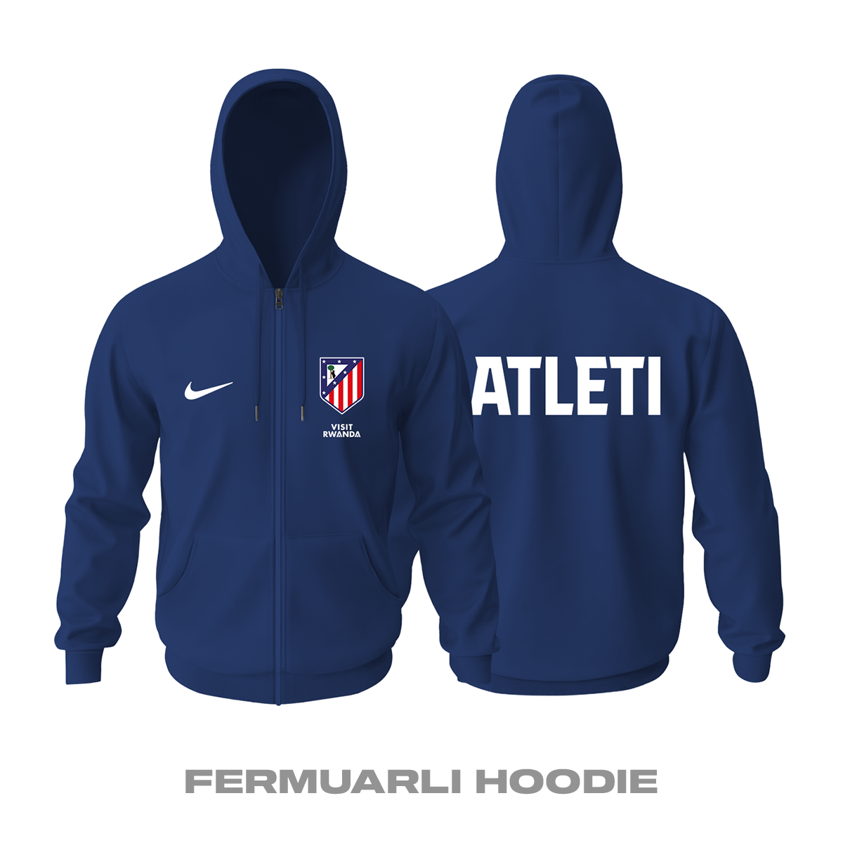 Atlético Madrid: Club Culture Series - Navy Edition Fermuarlı Hoodie