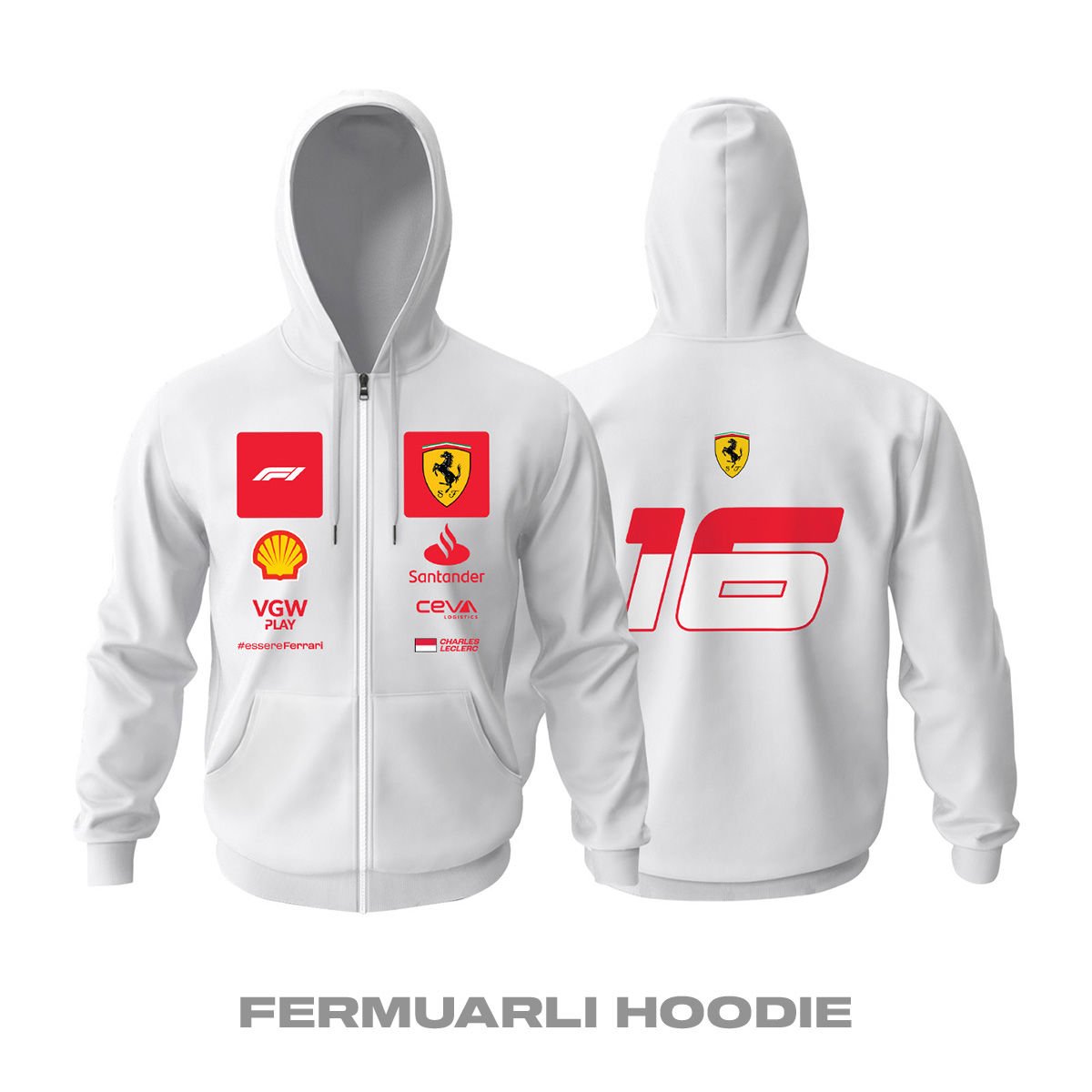 Scuderia Ferrari: Monaco GP Edition 2023 Fermuarlı Kapüşonlu Hoodie