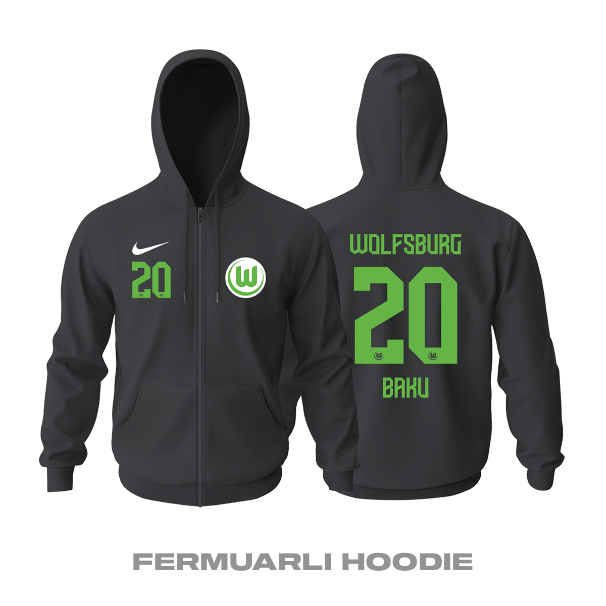 VfL Wolfsburg: Away Edition 2021/2022 Fermuarlı Kapüşonlu Hoodie 2XL