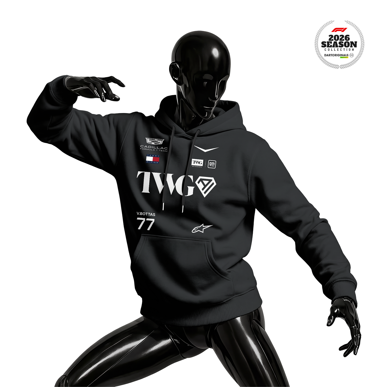 Cadillac F1 Team: Black Edition 2026 Kapüşonlu Hoodie
