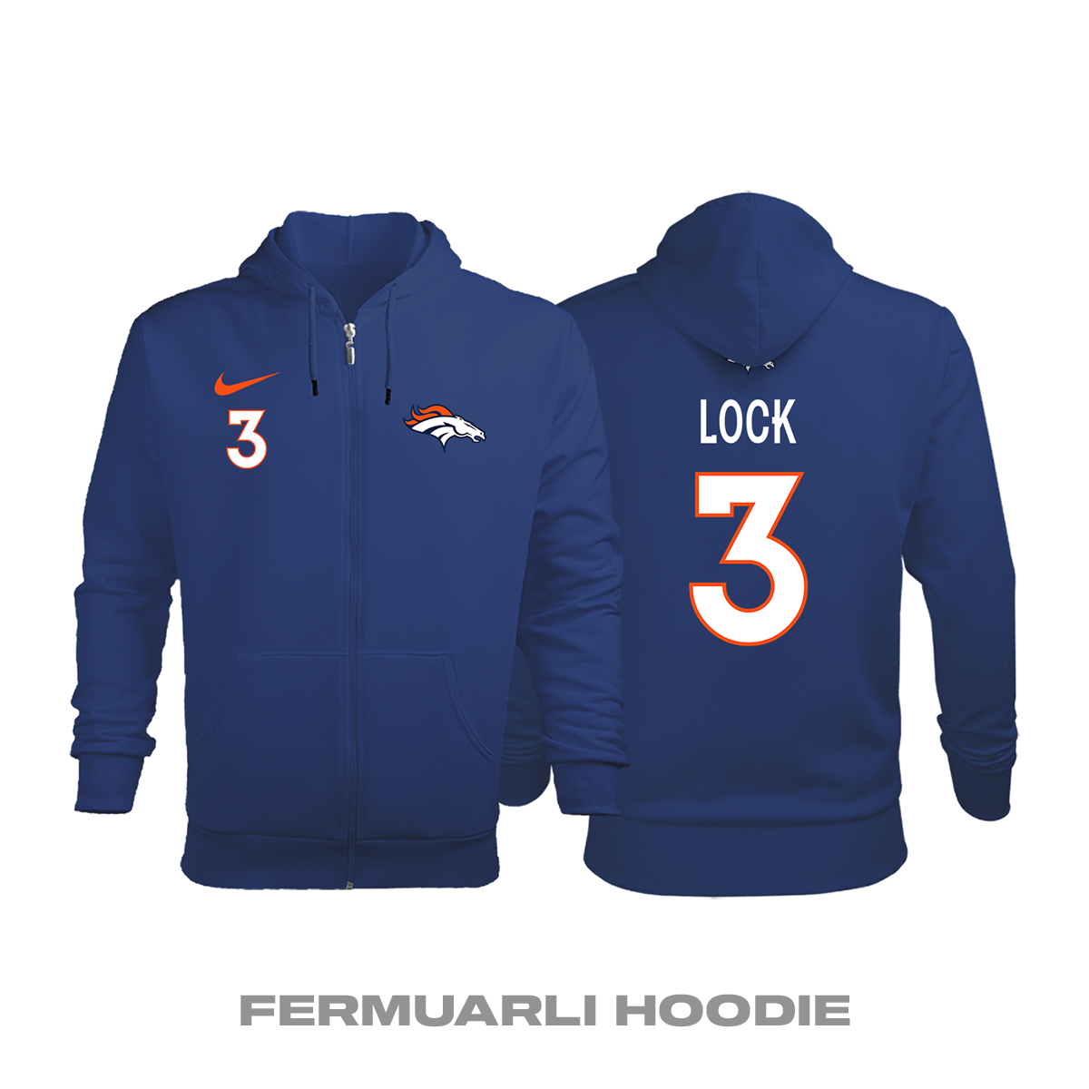 Denver Broncos: Alternate Edition 2020/2021 Fermuarlı Kapüşonlu Hoodie S