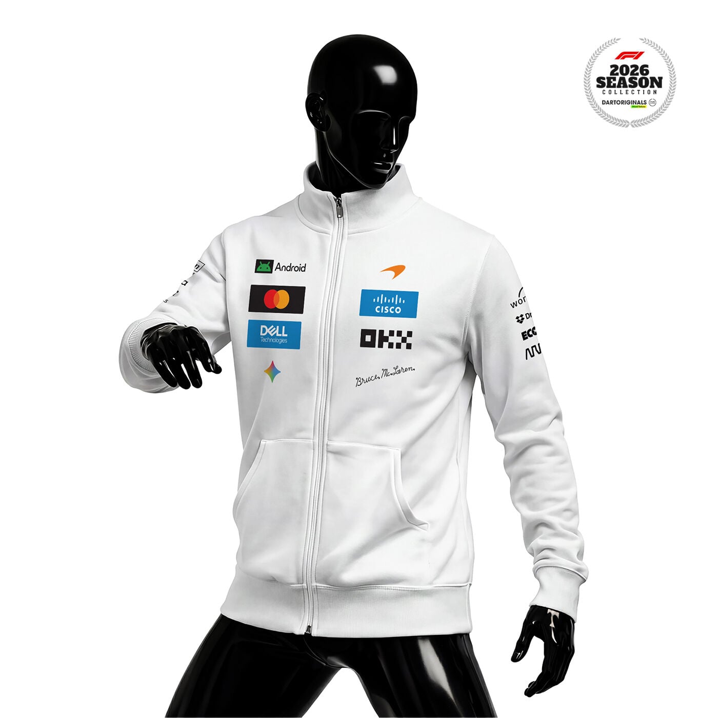 McLaren F1 Team: Bruce Mclaren's Legacy 2026 White Edition Fermuarlı Ceket